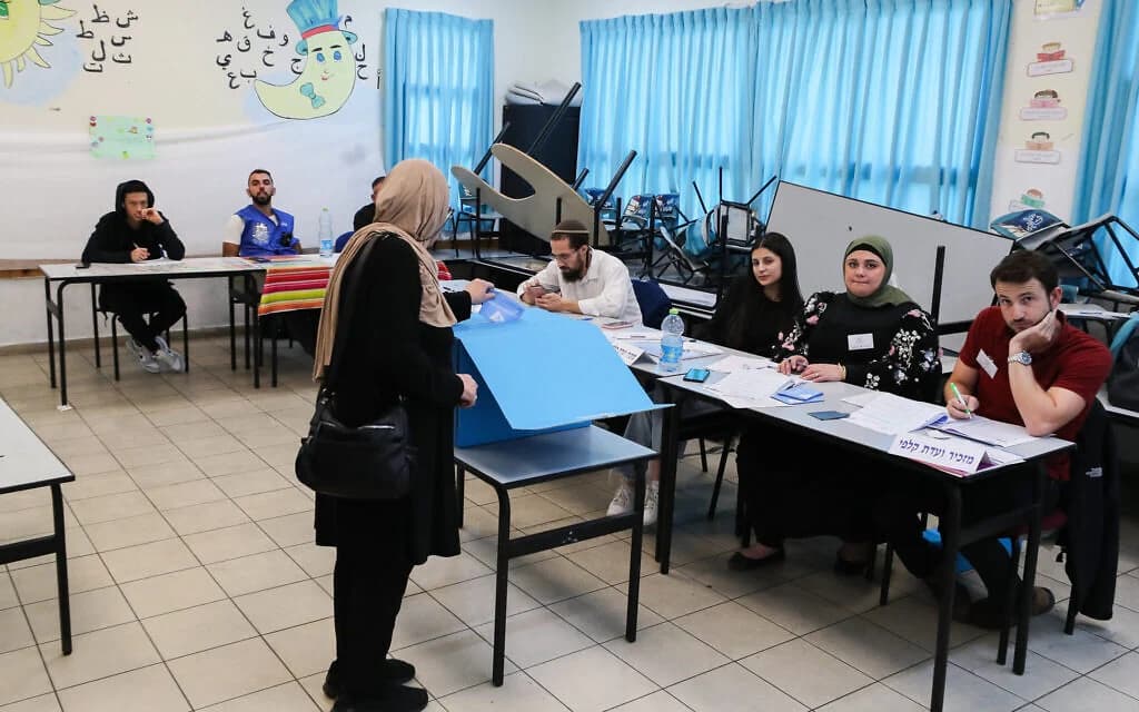 Arab Israelis cast their vote at a polling station in Tayibe during a past Knesset election